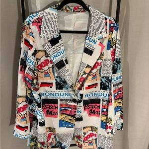 SHEIN Curve Colorful Graphic Comic Strip-Inspired Blazer, Women’s Size OXL